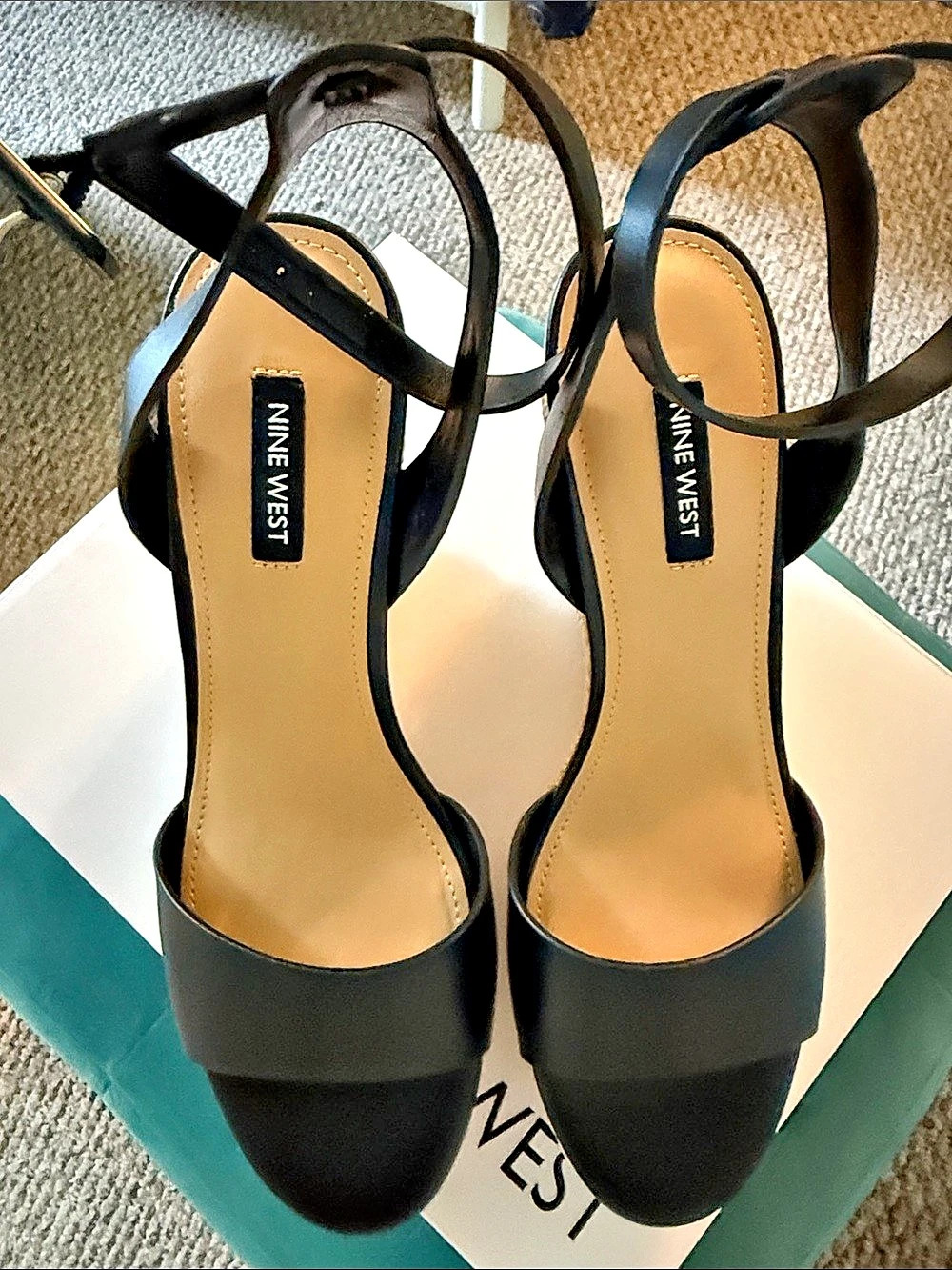 Nine West Hanlow Espadrille Wedge Sandal Black & Tan US 8 M